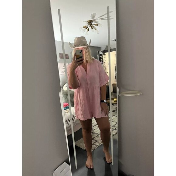 PETAL & PUP Winny Crinkle Cotton Romper in Pink Size US 4 - Picture 4 of 14